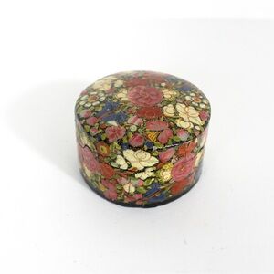 Vintage Hand Painted Kashmir Lacquered Trinket Box